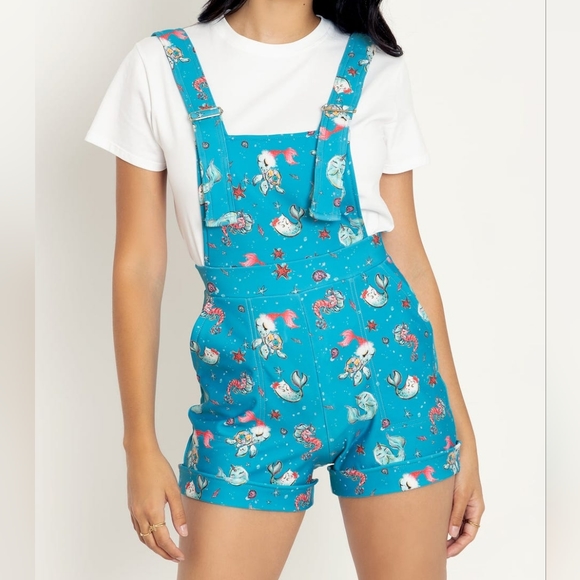 Blackmilk | Mermazing Christmas Short Overalls | Blue - Picture 2 of 7